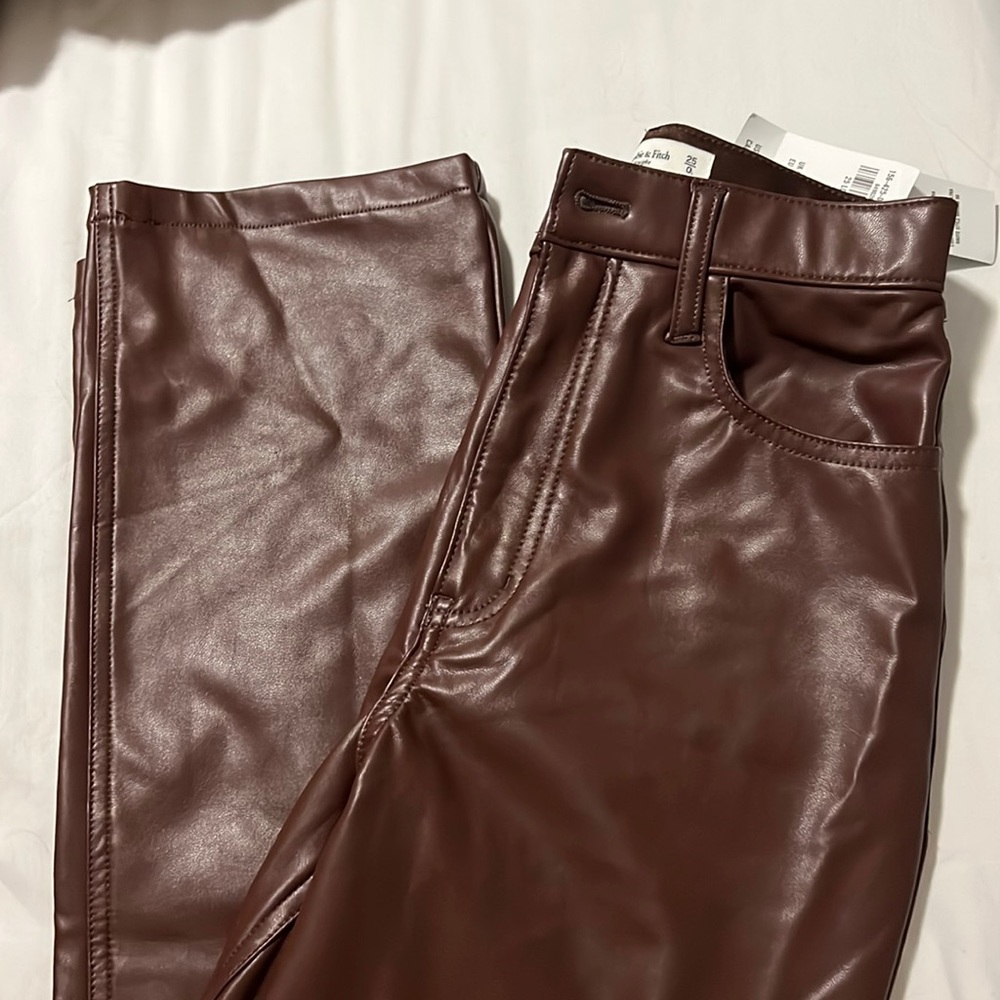 A&F brown vegan leather pants